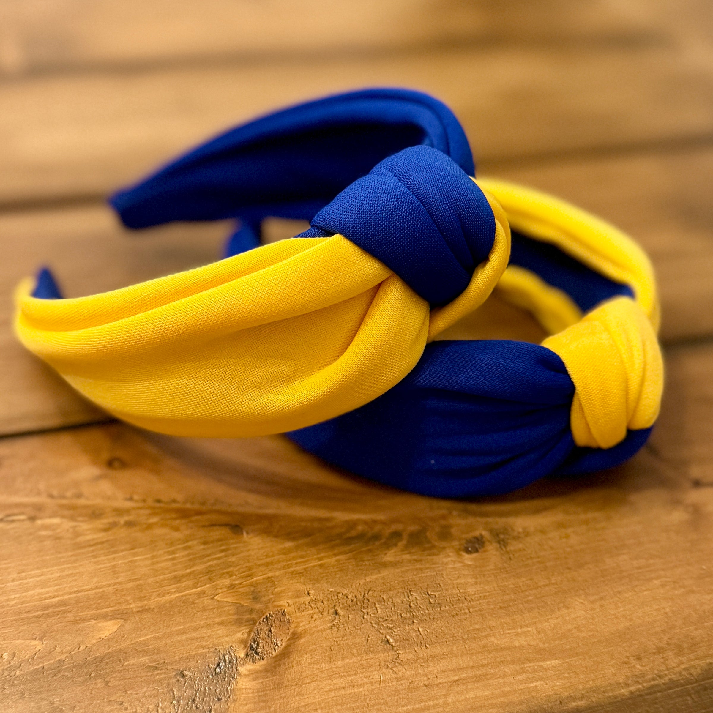Blue & Gold Knotted Headband | Rustic Alley Design Co display picture 2